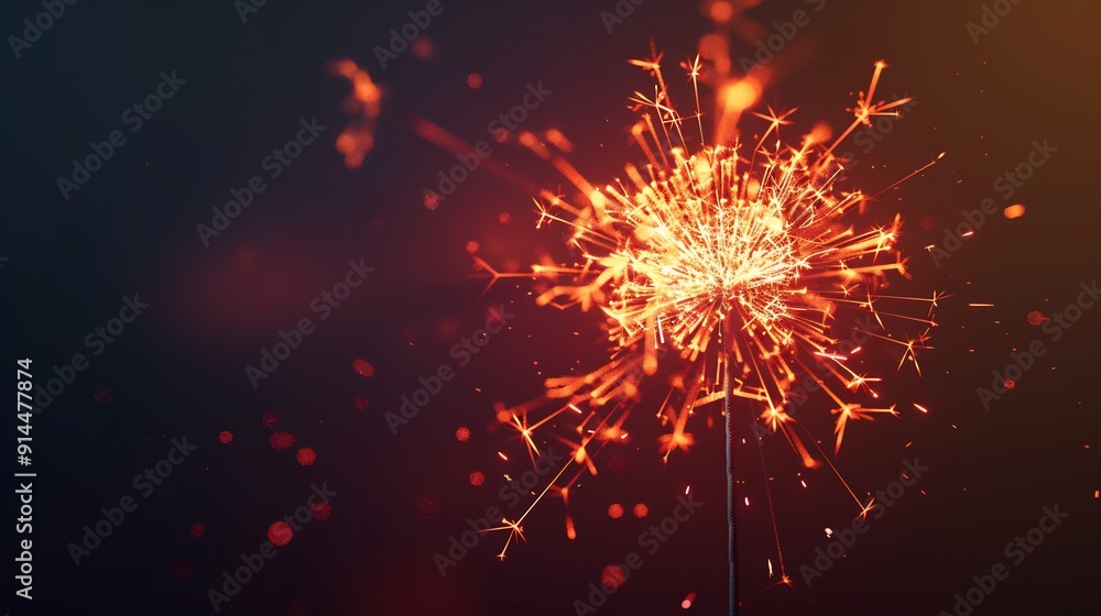 Fototapeta premium Sparkler Close-Up: A Burning Starburst