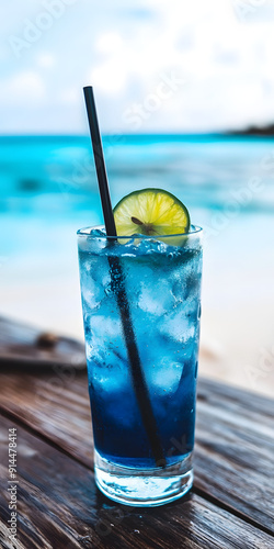 Cocktail with Tropical Beach Background