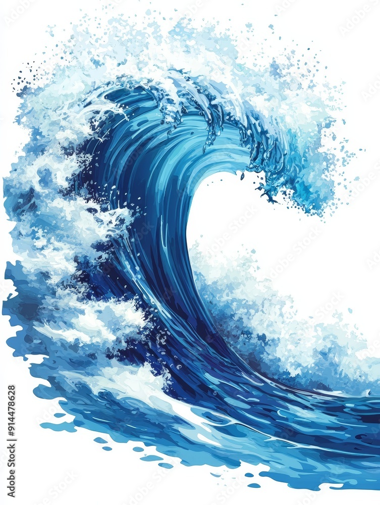 Ocean Wave Breaking on a White Background Ocean Wave Breaking on a White Background