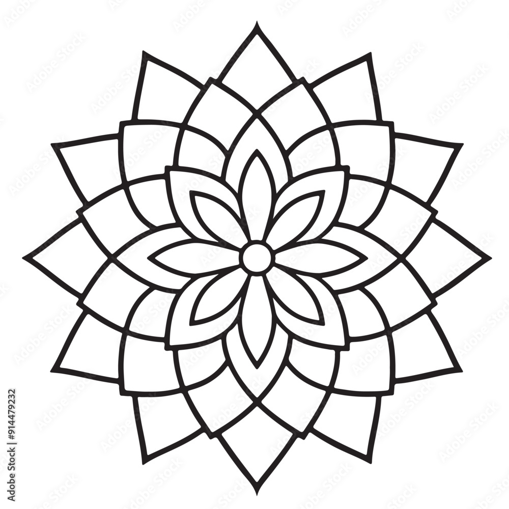 Fototapeta premium Blossom Mandala Shape. Circular pattern in form of mandala, tattoo, decoration. Decorative ornament in ethnic oriental style.