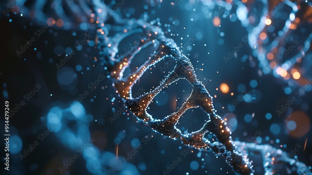 DNA Double Helix with Glowing Particles DNA Double Helix with Glowing Particles