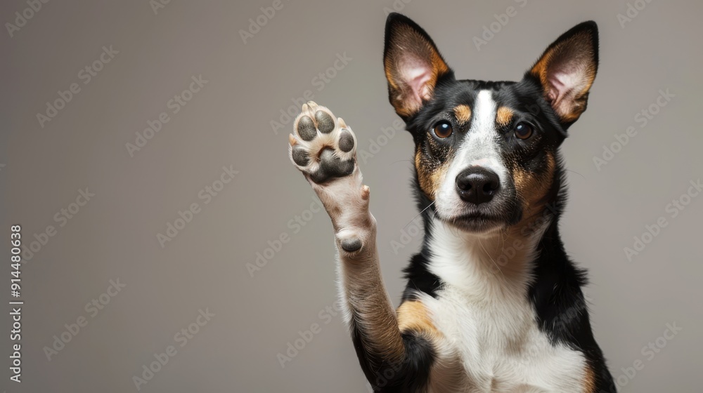 The dog raising paw The dog raising paw