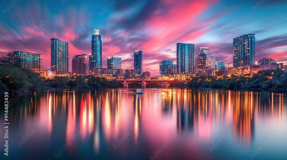 Obraz premium Austin Skyline Reflection