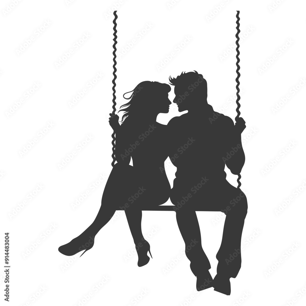 Silhouette Couple Sharing a Romantic Swing Ride Silhouette Couple Sharing a Romantic Swing Ride