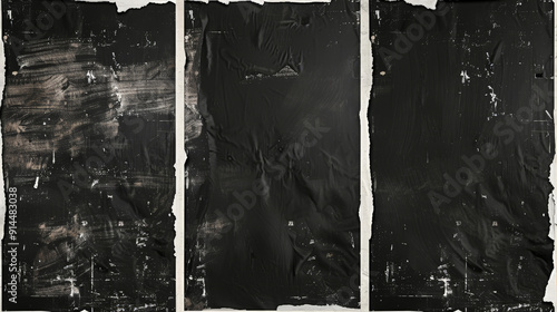 empty old vintage black scratched torn poster set