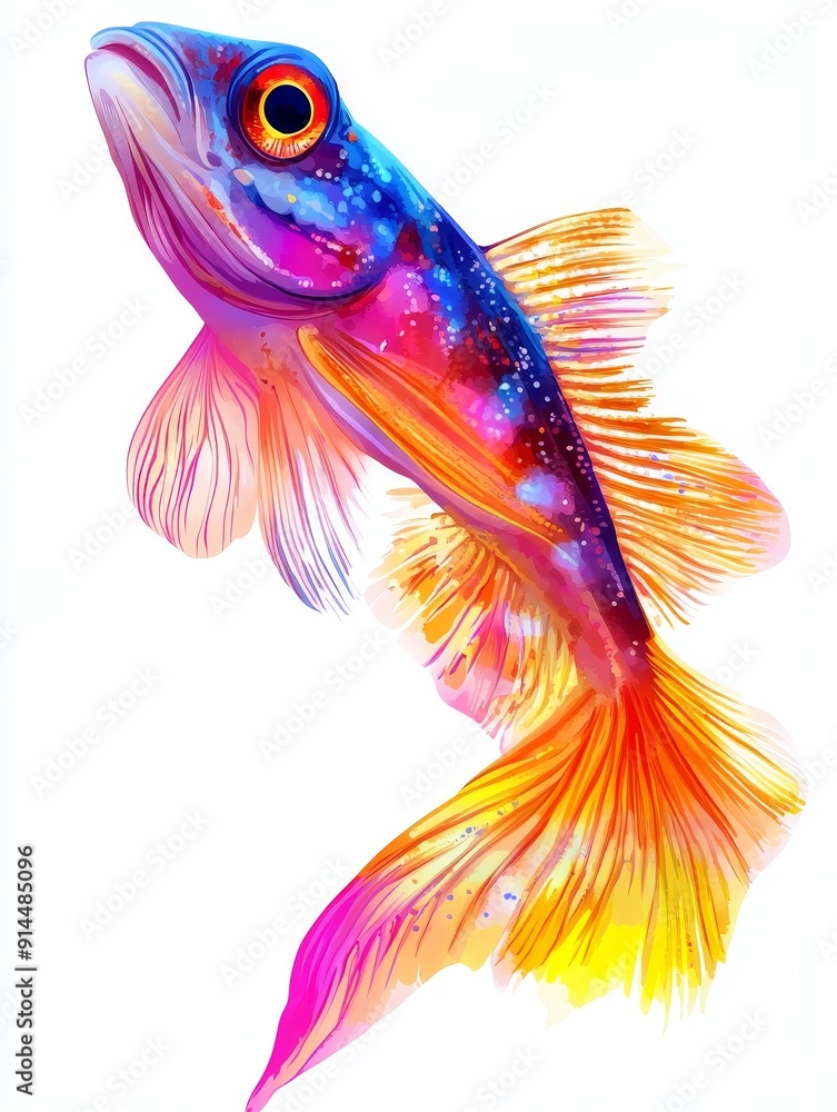 Fototapeta premium Vibrant Watercolor Fish Illustration