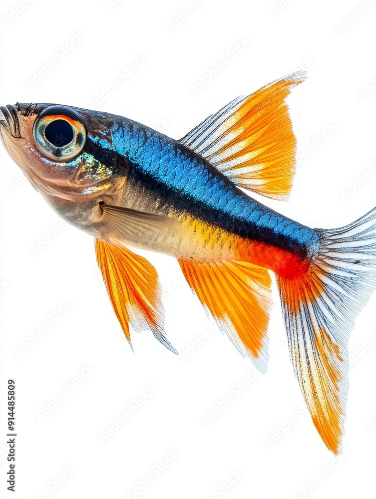 Vibrant Orange and Blue Neon Tetra Fish Vibrant Orange and Blue Neon Tetra Fish
