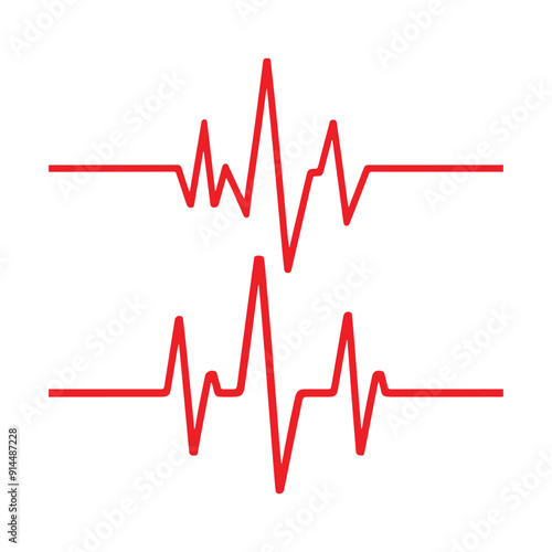 Two ecg heartbeat line with white background