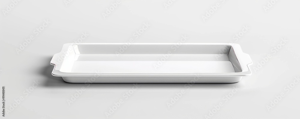 Isolated white serving tray on white background, 4K hyperrealistic photo Isolated white serving tray on white background, 4K hyperrealistic photo