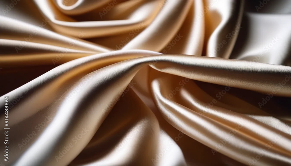 Fototapeta premium Beige shining draped satin as a background 