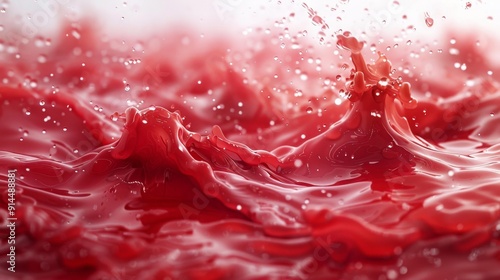 Dynamic splash of red liquid - generative ai photo