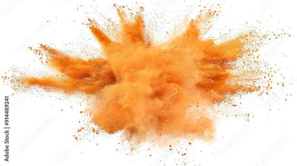 orange powder splash explosion pulver, isolated on white orange powder splash explosion pulver, isolated on white