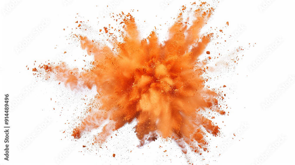 orange powder splash explosion pulver, isolated on white orange powder splash explosion pulver, isolated on white