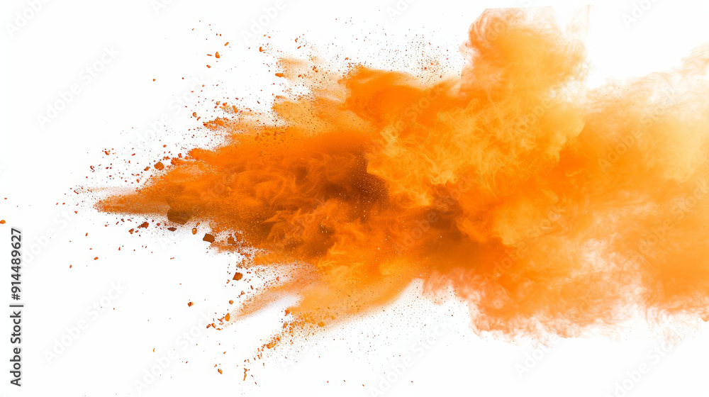 orange powder splash explosion pulver, isolated on white orange powder splash explosion pulver, isolated on white