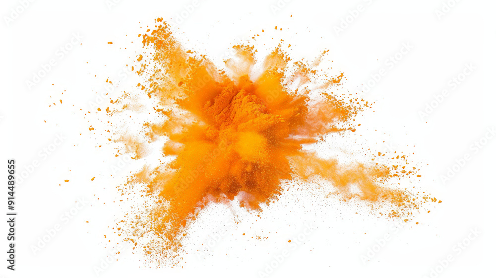 orange powder splash explosion pulver, isolated on white orange powder splash explosion pulver, isolated on white