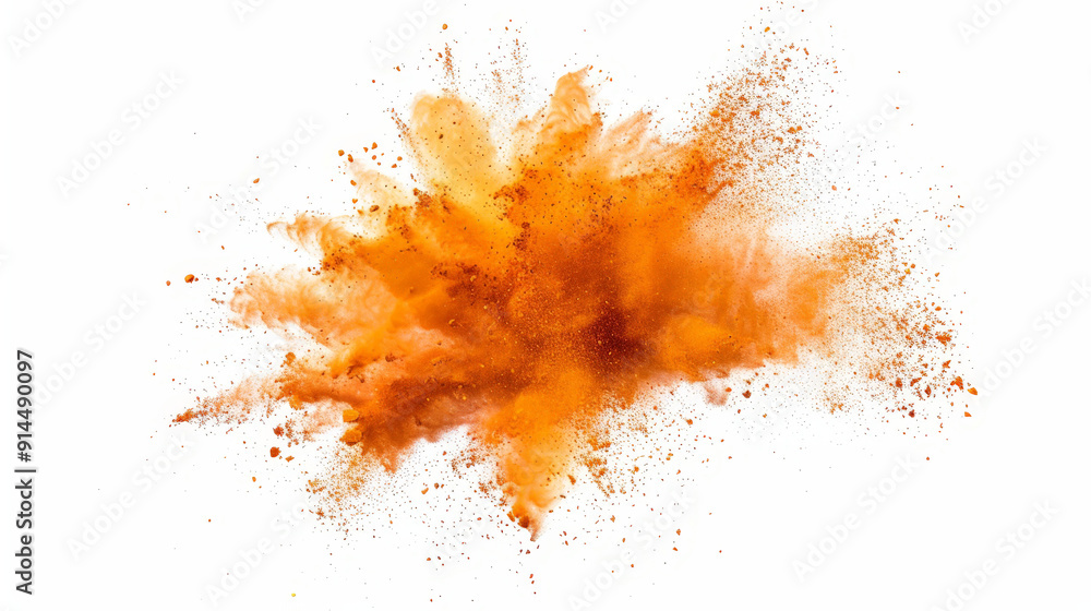 orange powder splash explosion pulver, isolated on white orange powder splash explosion pulver, isolated on white