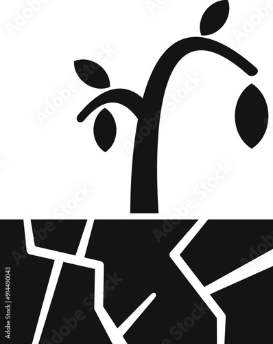 Simple icon showing the effects of climate change and lack of rain