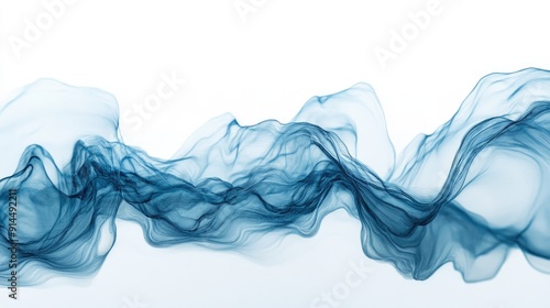 Abstract blue water lines on a white backdrop, perfect for digital art projects requiring a sleek and simple design.