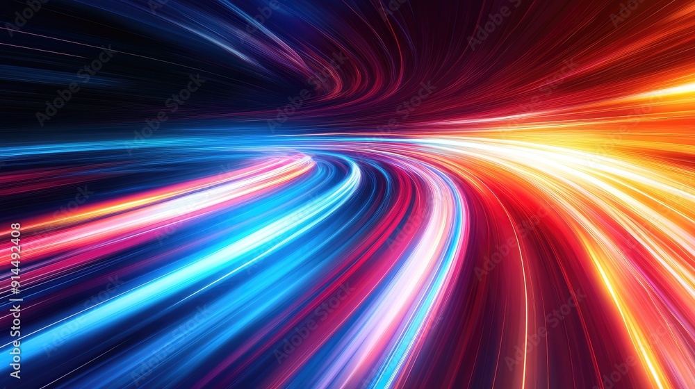 Abstract colorful light trails with a long time exposure motion blur effect, captured in a dynamic vector illustration for modern design needs. Abstract colorful light trails with a long time exposure motion blur effect, captured in a dynamic vector illustration for modern design needs.