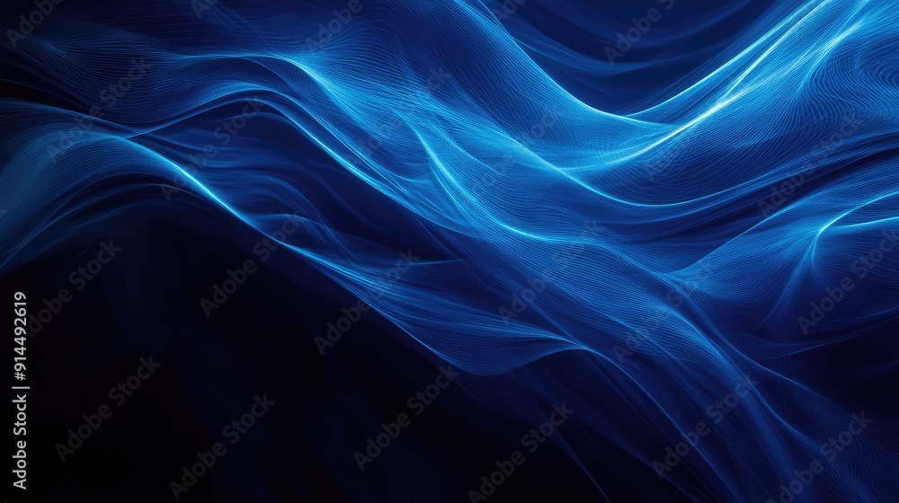 Abstract dark blue background with flowing wave lines, ideal for technology-themed banners, posters, and flyers. - Abstract dark blue background with flowing wave lines, ideal for technology-themed banners, posters, and flyers. -