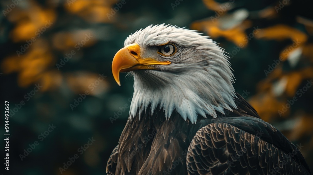 Fototapeta premium Close-up view of a bird of prey's face and beak