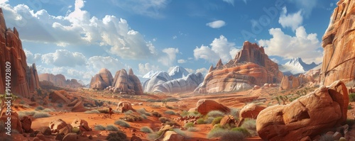 Desert landscape with red rocks, 4K hyperrealistic photo