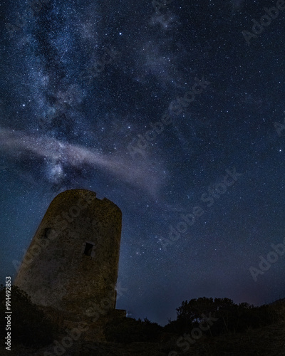 Starry sky on an August night in Sardinia