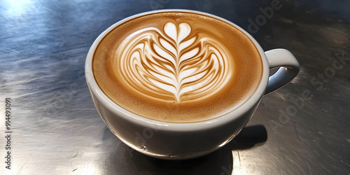 Cup of coffee with latte art