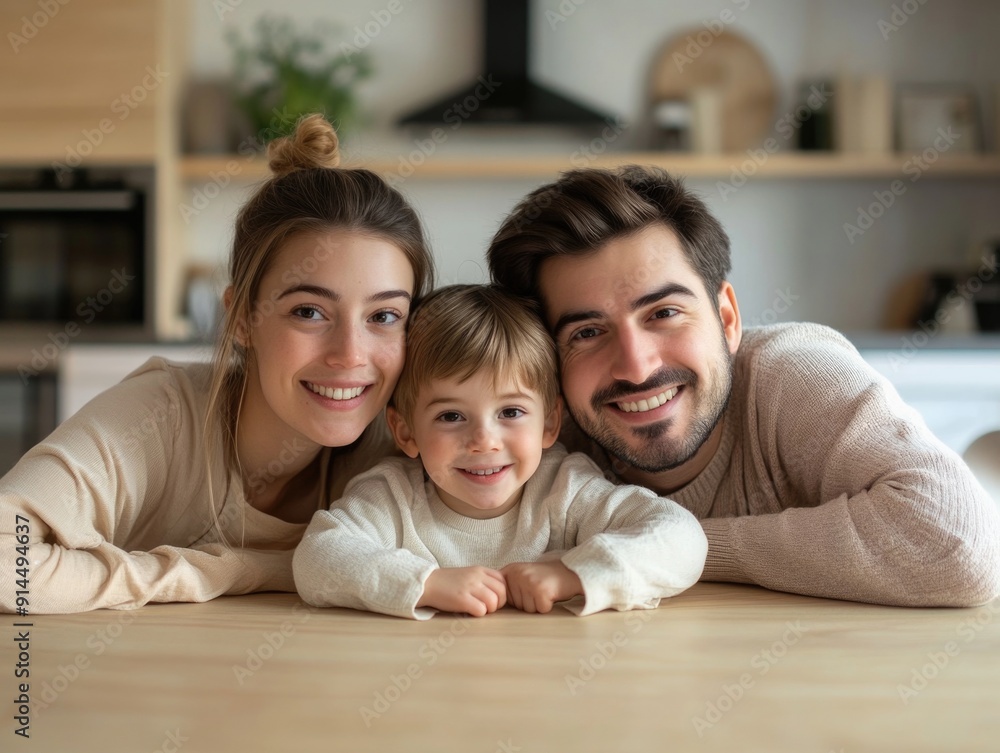 A happy family smiling together for a photo shoot A happy family smiling together for a photo shoot