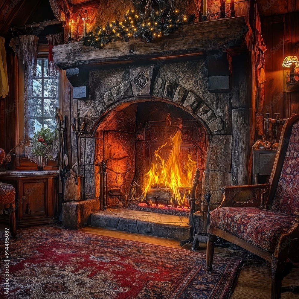 Warm glow from fireplace Warm glow from fireplace