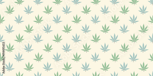 Seamless marijuana background with geometric leaves pattern. Vector illustration