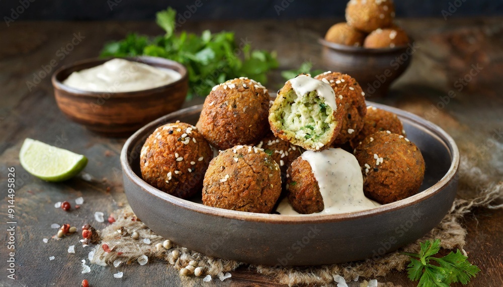 Crispy Falafel Balls with Tahini Sauce Crispy Falafel Balls with Tahini Sauce