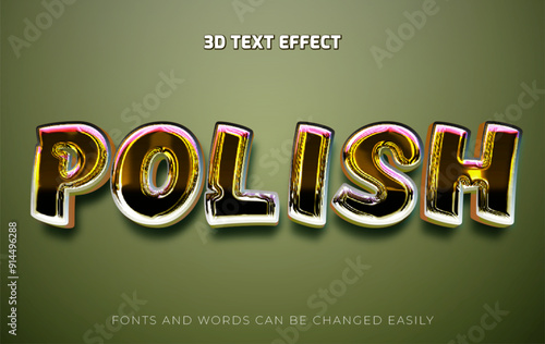 Polish golden 3d editable text effect style