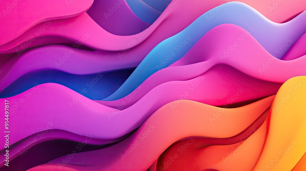 Obraz premium Bright 3D abstract background featuring colorful layers and wave effects, ideal for modern and vibrant graphic design elements.