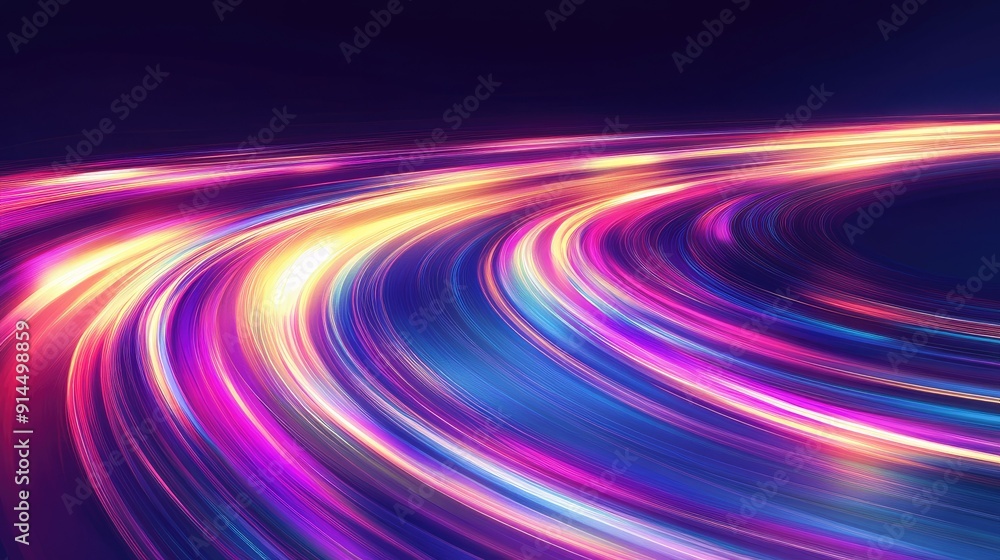 Colorful light trails with long time exposure and motion blur effect, illustrated in a vivid vector design for a captivating modern look. Colorful light trails with long time exposure and motion blur effect, illustrated in a vivid vector design for a captivating modern look.