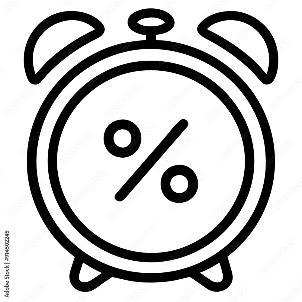Percent Sign in Alarm Clock Icon Percent Sign in Alarm Clock Icon