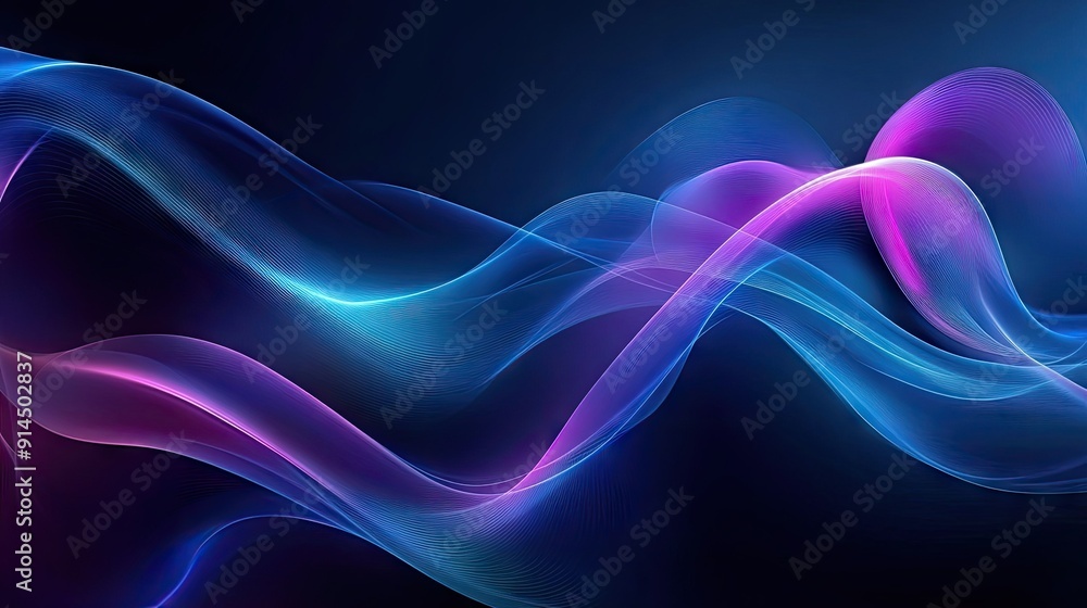 Elegant waves in blue and purple on a dark background, ideal for modern and artistic themes. -- Elegant waves in blue and purple on a dark background, ideal for modern and artistic themes. --