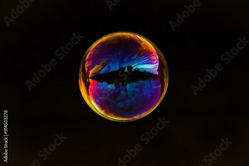 Macro bubble with black background
