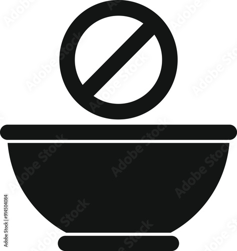 Black silhouette of an empty bowl with a stop sign, representing the hunger issue and food insecurity