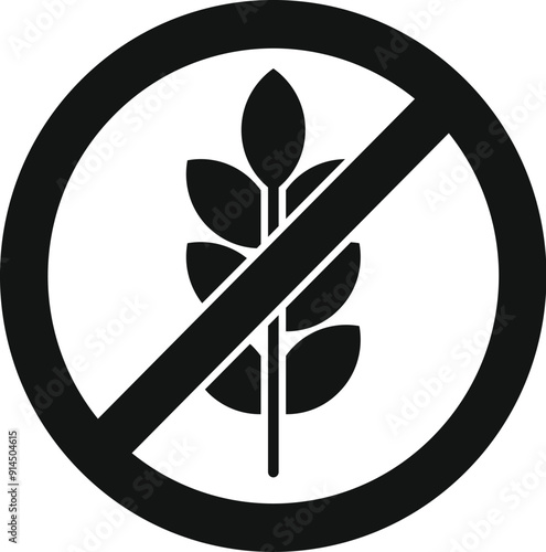 Black and white icon representing a gluten free diet, indicating products that do not contain wheat, barley, or rye