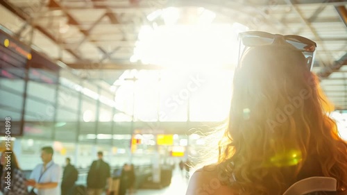 Woman at Train Station Checking Departure Board