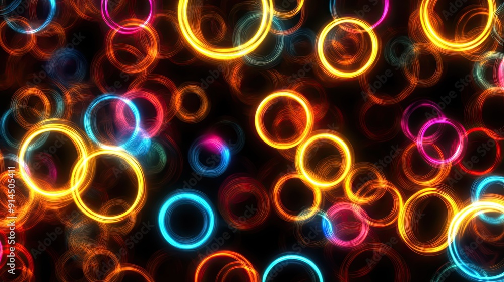 Glowing circles on black, ideal for highlighting advertisements, retail shopping signs, and business agency content. - Glowing circles on black, ideal for highlighting advertisements, retail shopping signs, and business agency content. -