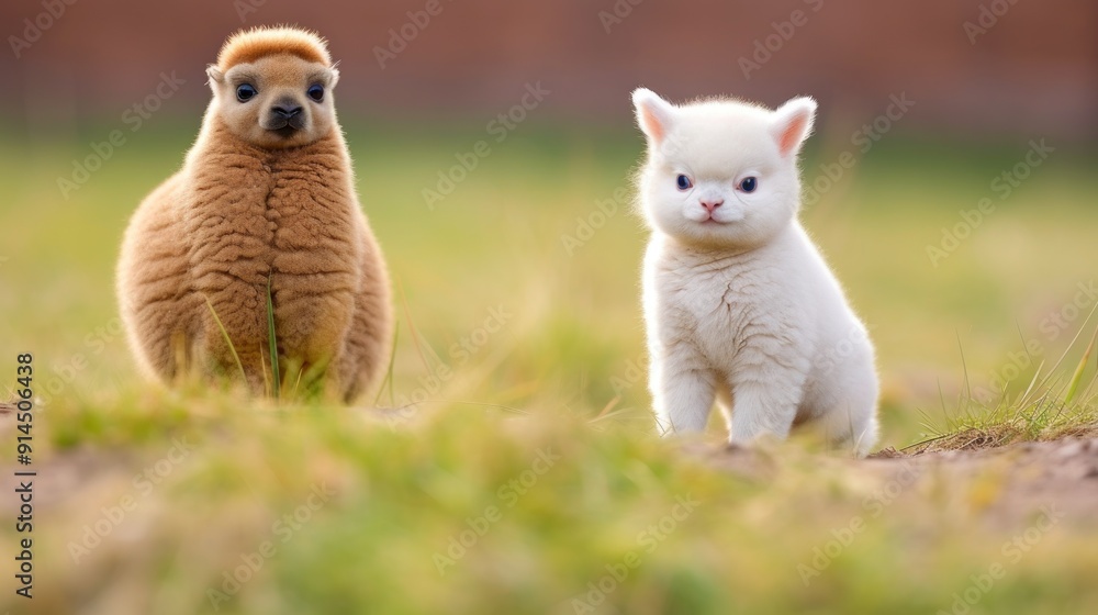 Fototapeta premium Adorable Alpaca and Llama