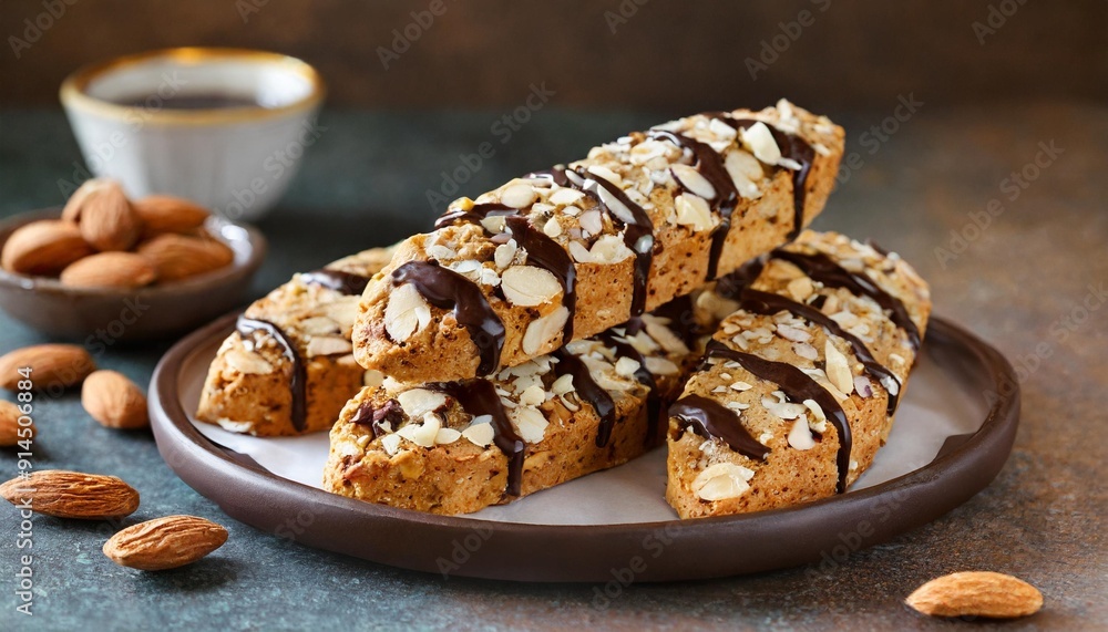 Nutty Almond Biscotti with Dark Chocolate Drizzle Nutty Almond Biscotti with Dark Chocolate Drizzle