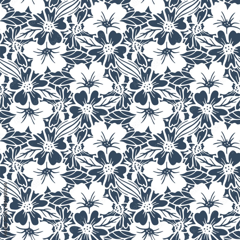Black and white seamless pattern with flowers. Vector illustration Black and white seamless pattern with flowers. Vector illustration