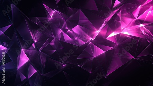 Modern abstract design with bright violet triangular cells and polygons, creating an engaging geometric pattern on a dark background. -