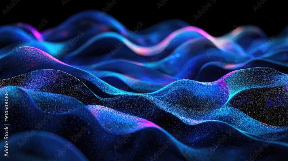Obraz premium Mysterious glowing waves on a dark background, perfect for modern and artistic themes.