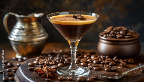 Rich Espresso Martini with Coffee Beans