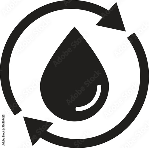 Recycle water icon in trendy style . Water recycling icon . Vector illustration