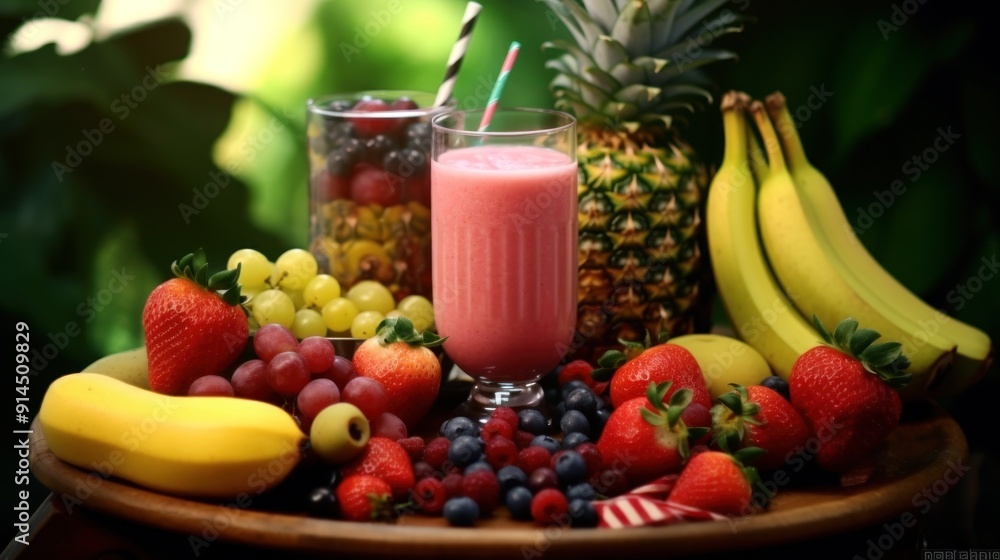 Fresh Fruit Smoothie with Tropical Fruits Fresh Fruit Smoothie with Tropical Fruits